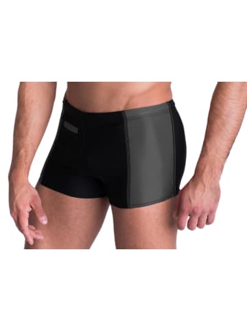 Aquarti Aquarti Herren Badehose mit Reißverschlusstasche in schwarz/grau