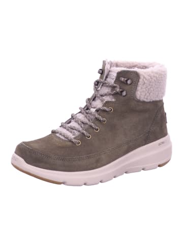 Skechers Damen Winterschuhe warm Suede Lace Up Boot With Sherpa in Grün