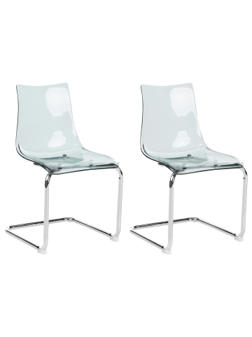 Beliani 2er-Set Esszimmerstuhl MARSHALL in Transparent/Schwarz/Silber