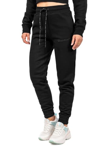 Reichstadt Damen Slim Fit Sporthose Marken-Stick in Black