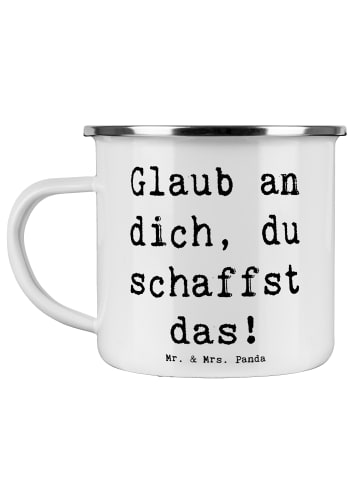Mr. & Mrs. Panda Teebecher Spruch Schulanfang Glaube mit Spruch in Weiß