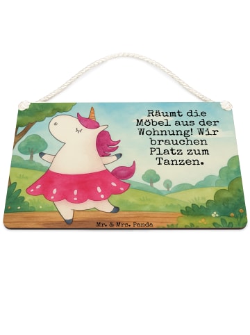 Mr. & Mrs. Panda Schild Einhorn Ballerina Design mit Spruch in Weiß