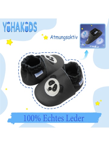 Yihakids Baby Krabbelschuhe aus Leder, weiche Lauflernschuhe mit rutschfester Sohle 