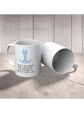 Mr. & Mrs. Panda Tasse Anker Blau mit Spruch in Weiß