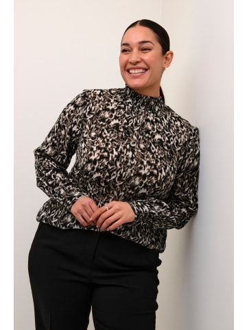 KAFFE curve Langarm-Bluse KCami Regular fit in Black/ElefantS. GraphicFlower