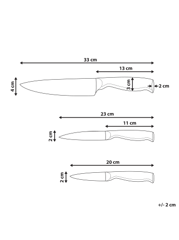 Beliani 4-tlg Küchenmesser-Set MASHIKO in Silber