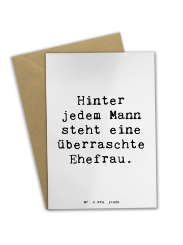 Mr. & Mrs. Panda Grußkarte Überraschte Ehefrau mit Spruch in Weiß