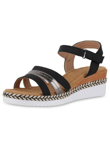 VAN HILL Keilsandaletten Cosima in Schwarz Grau Metallic