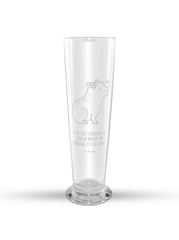 Mr. & Mrs. Panda Weizenglas Capybara Blume mit Spruch in Transparent