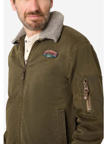 Timezone Klassische Jacke mit flauschigem Kragen und Reißverschluss in Olive