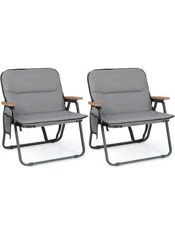 COSTWAY 2er Set Campingstuhl faltbar in Grau