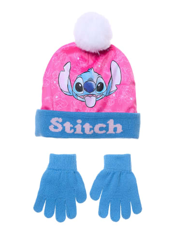 Lilo & Stitch 2-tlg. Winter Set: Disney Stitch Bommelmütze & Handschuhe in Blau