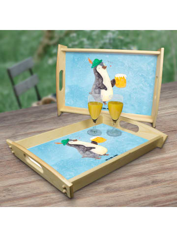 Mr. & Mrs. Panda Großes Tablett Pinguin Bier ohne Spruch in Eisblau
