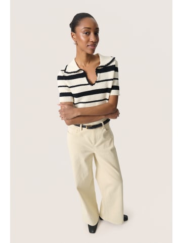 Soaked in Luxury Strickpullover SLMadalena Gerade Passform in White w Black Stripe