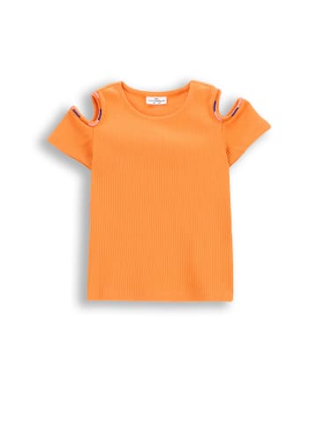 Coccodrillo Geripptes T-Shirt mit kurzen Ärmeln in orange