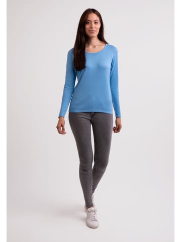 CASH-MERE.CH Seide Rundhals Pullover in Capri Blau