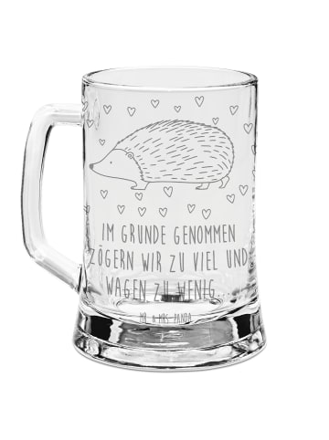 Mr. & Mrs. Panda Gravur Bierkrug Igel Herzen mit Spruch in Transparent