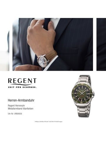 Regent Armbanduhr-Analog titanfarben, silber groß (ca. 40mm) Regent Titan-Uhren