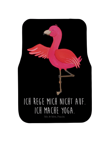 Mr. & Mrs. Panda Fußmatte Fürs Auto Flamingo Yoga mit Spruch in Schwarz