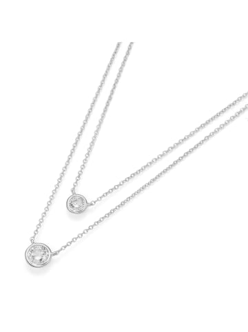 Smart Jewel Collier Mit 2 Reihen Und Zirkonia in Silber