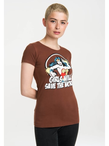 Logoshirt T-Shirt DC - Wonder Woman - Girls Will in Braun