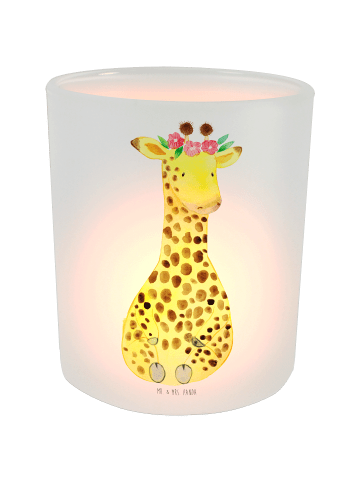 Mr. & Mrs. Panda Windlicht Giraffe Blumenkranz ohne Spruch in Transparent