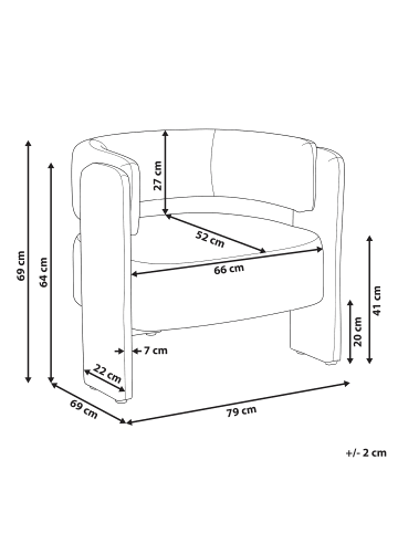 Beliani Sessel MAGGEBY in Beige - (W) 79 x (H) 69 x (L) 69 cm