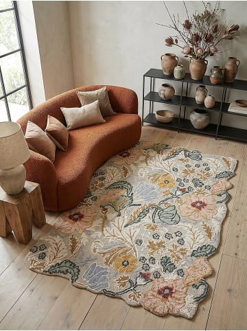KADIMA DESIGN Teppich Wolle Handgetuftet CHAR Shaped Botanisch Floral Wohnzimmer in Hellrosa