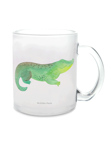 Mr. & Mrs. Panda Teetasse Glas Krokodil ohne Spruch in Transparent