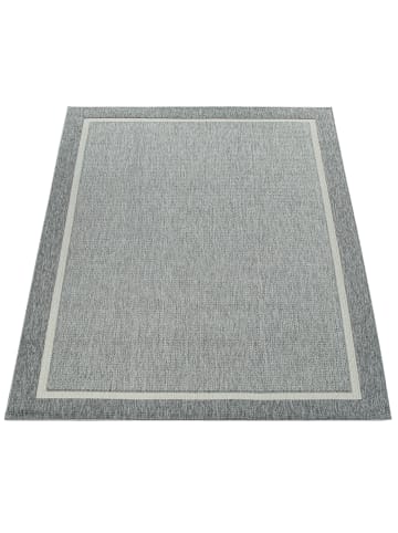 KADIMA DESIGN Outdoor Teppich Unifarben Bordüre Balkon, Terrasse schmutzabweisend in Grau
