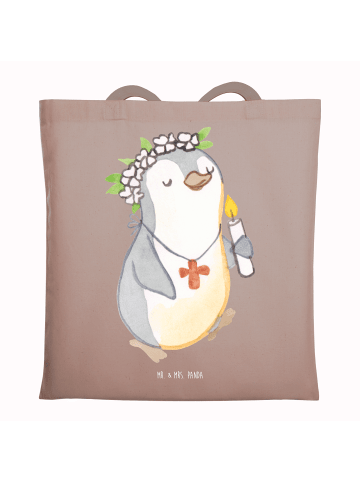 Mr. & Mrs. Panda Jutebeutel Pinguin Kommunion  ohne Spruch in Braun Pastell