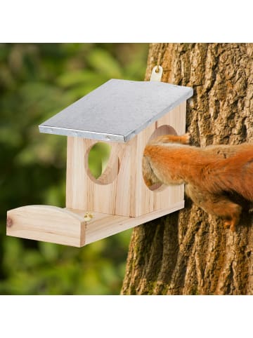 relaxdays Eichhörnchen Futterhaus in Naturfarben