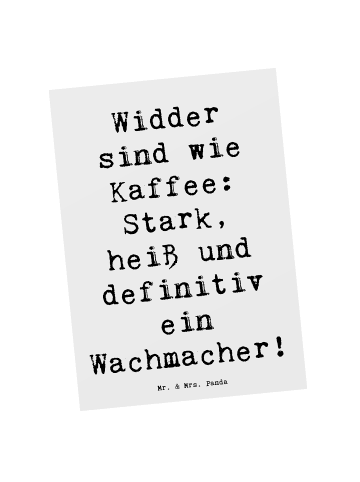 Mr. & Mrs. Panda Ansichtskarte Spruch Widder Power mit Spruch in Weiß