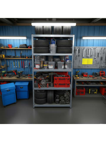 relaxdays Schwerlastregal in Silber - (B)60 x (H)180 x (T)30 cm