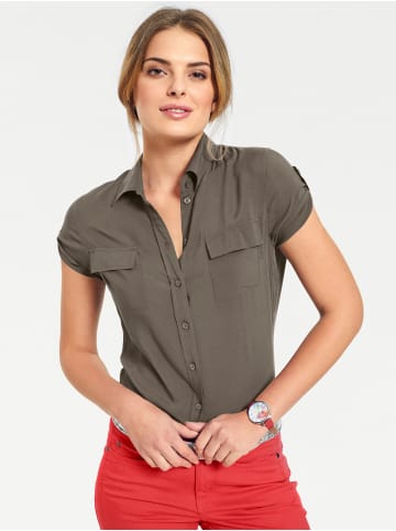 Heine Kurzarm-Bluse in oliv