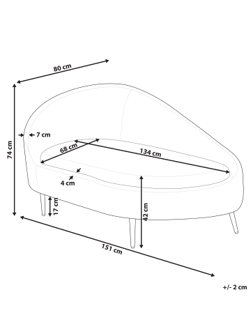 Beliani Chaiselongue VALREAS in Weiß/Gold - (W) 151 x (H) 74 x (L) 80 cm