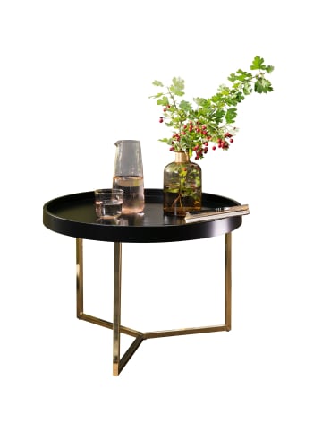 KADIMA DESIGN Sofatisch LIA Rund: Retro Stil, Metallgestell, abnehmbares Tablett in Gold