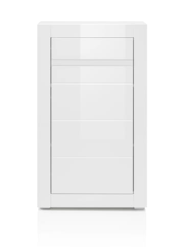 Furn.Design Kommode Hochglanz weiß Stone Design grau, 66 x 112 cm