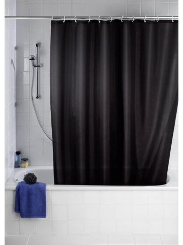 Wenko Duschvorhang Uni black - Anti-Schimmel/Anti-Bakteriell in Schwarz, 180 x 200 cm