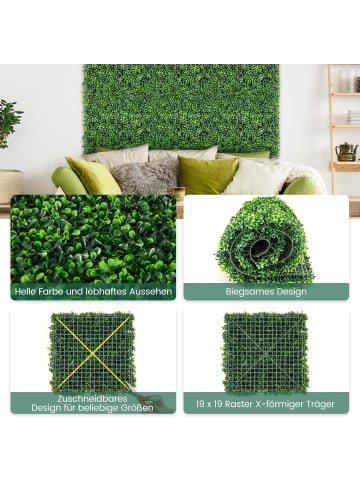 COSTWAY Künstliche Hecke Pflanzenwand 12 Stk. 50x50cm in Grün