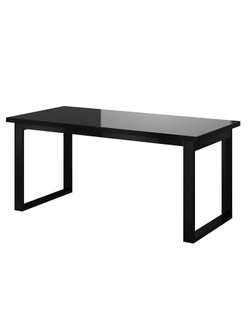 Helvetia Esstisch Helio schwarz / Schwarzglas 170-220 / 90 / 76cm