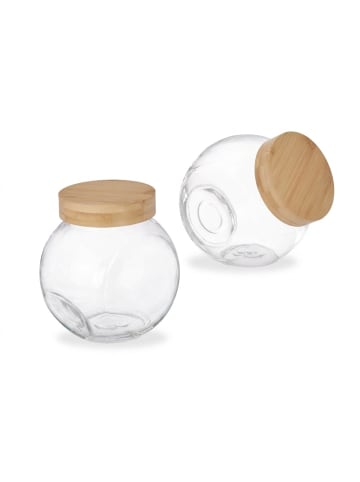 relaxdays 2 x Bonbonglas in Transparent/ Natur - 1,5 l