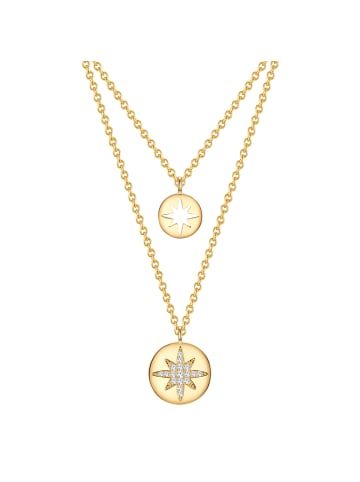 Lulu & Jane Kette Stern aus Metall-Legierung mit Zirkonia in gelbgold