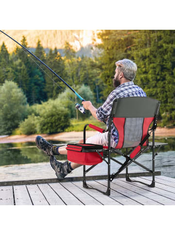 COSTWAY Campingstuhl mit Seitentisch in Rot