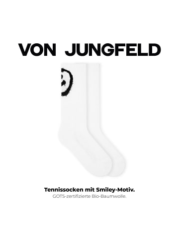 von Jungfeld Tennissocken Classic + Smiley Sportsocken Set in Weiß