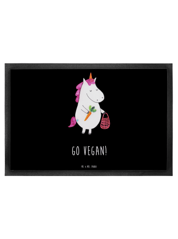 Mr. & Mrs. Panda Fußmatte Einhorn Vegan mit Spruch in Schwarz