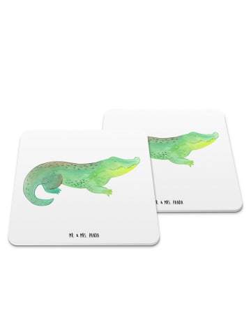 Mr. & Mrs. Panda Glasuntersetzer Krokodil ohne Spruch in Weiß
