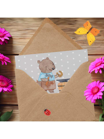 Mr. & Mrs. Panda Glückwunschkarte Schmied Leidenschaft mit Spruch in Grau Pastell