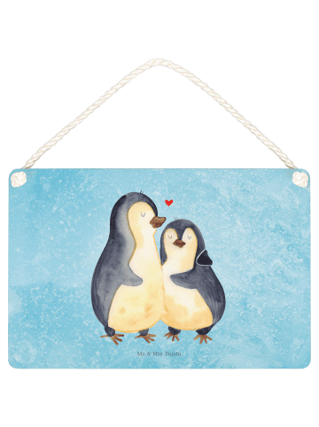 Mr. & Mrs. Panda Schild Pinguin umarmen ohne Spruch in Eisblau