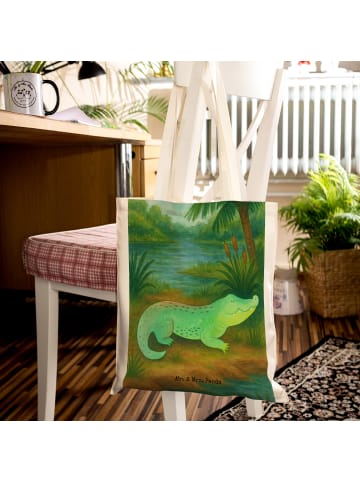 Mr. & Mrs. Panda Strandtasche Krokodil Design ohne Spruch in Weiß